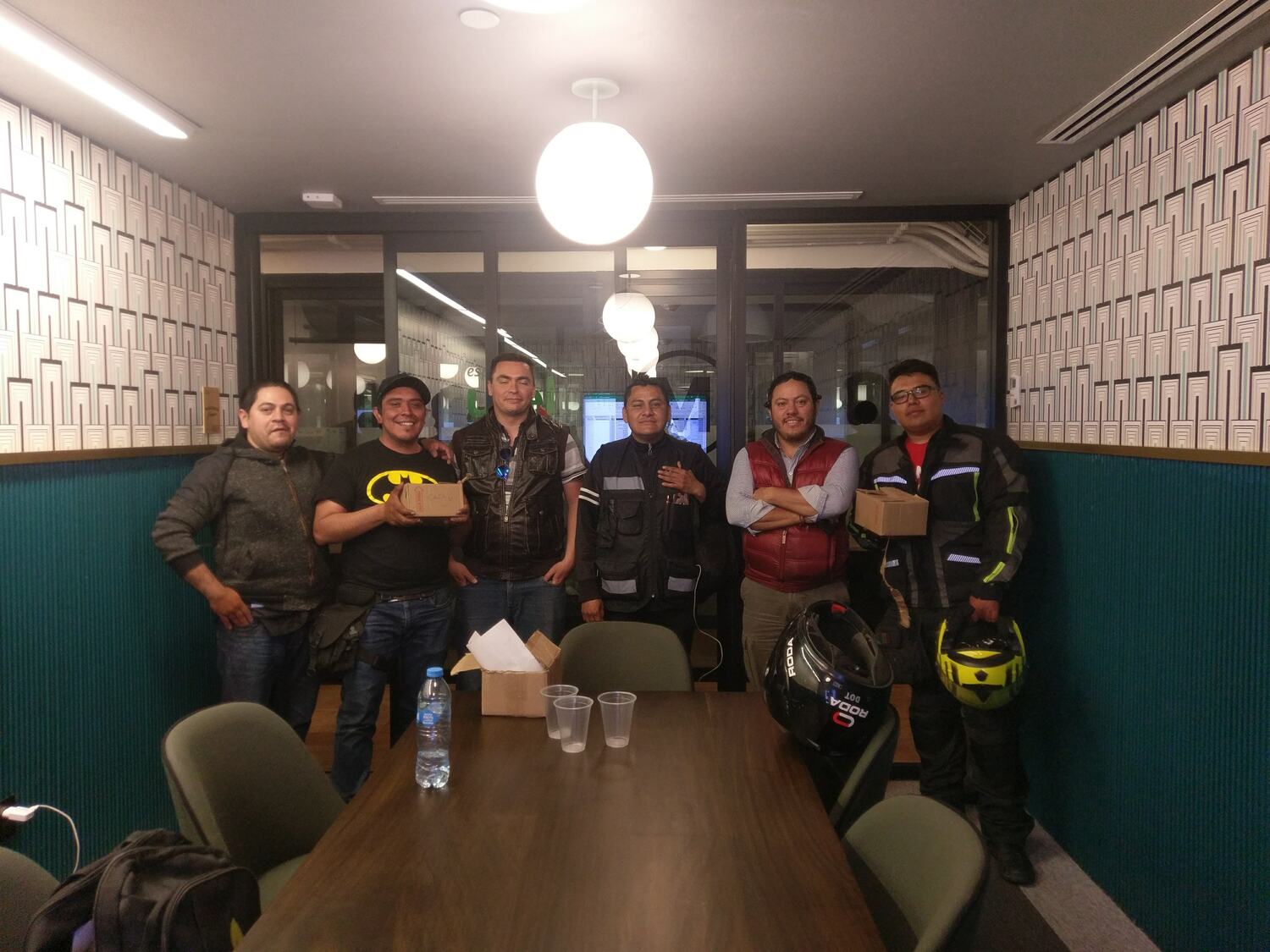Couriers preparing routes at WeWork in Mexico City.