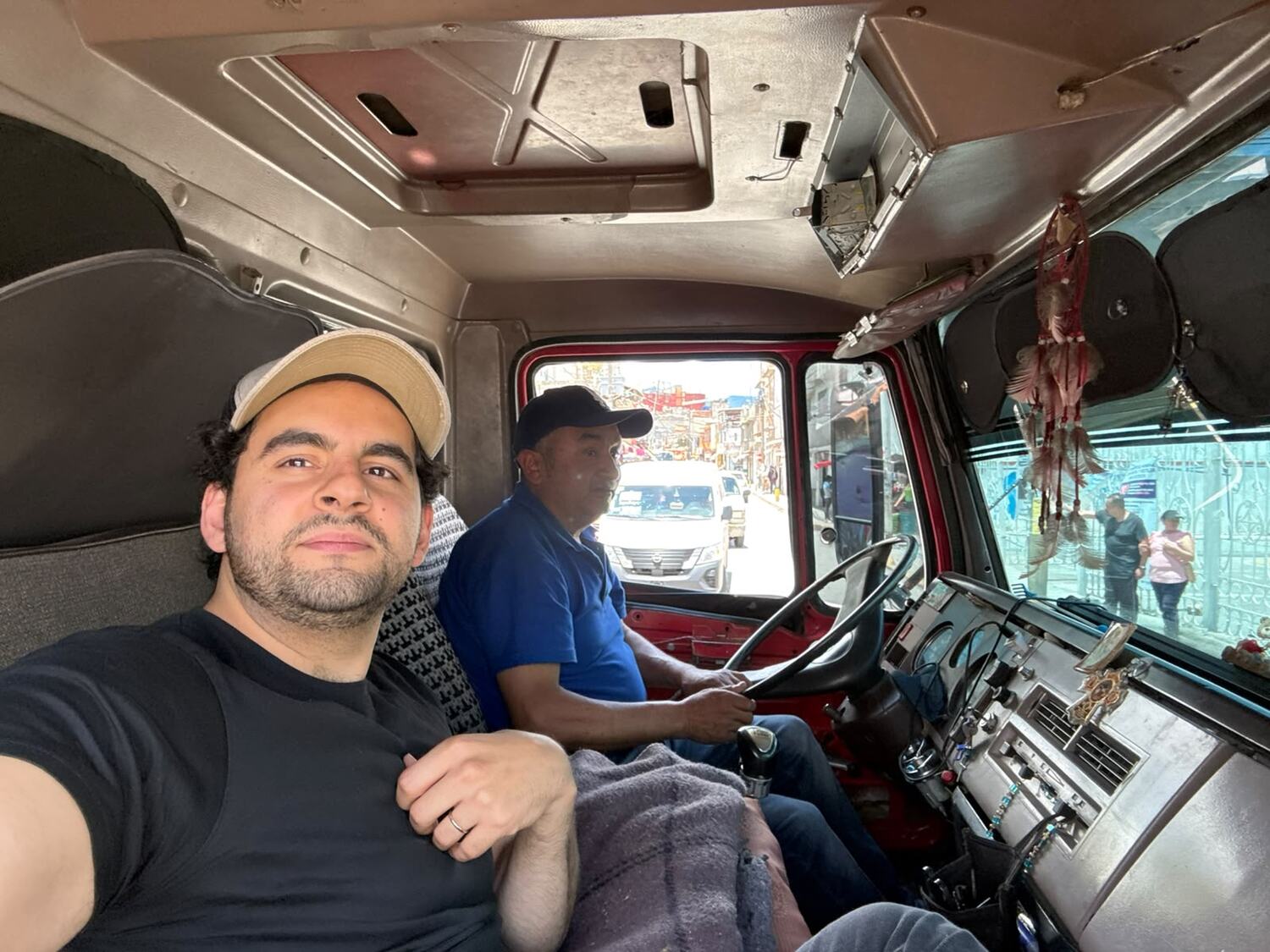 Learning about the industry alongside a water-truck operator.